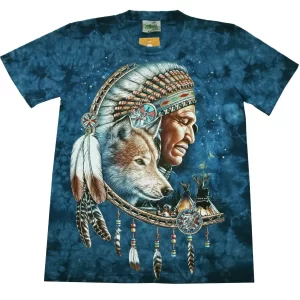 Wolf t-shirt chief wolves, western biker, native indian