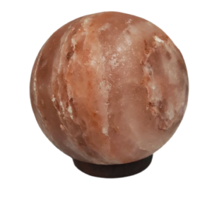 Round Himalayan Salt Lamp with wooden base