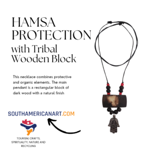 Hamsa Protection with Tribal Wooden Block