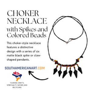 Choker Necklace with Spikes and Colored Beads