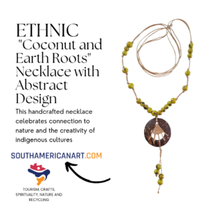 Ethnic "Coconut and Earth Roots" Necklace with Abstract Design