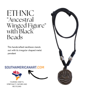 Ethnic "Ancestral Winged Figure" with Black Beads