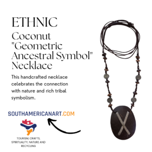 Ethnic Coconut "Geometric Ancestral Symbol" Necklace