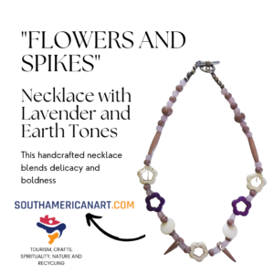 "Flowers and Spikes" Necklace with Lavender and Earth Tones